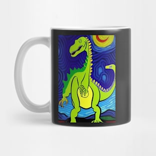 LONG NECKED GREEN DINOSAUR VAN GOGH STYLE Mug